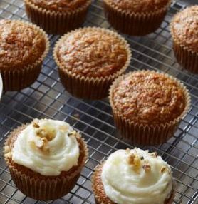 Carrot muffins with cream cheese frosting