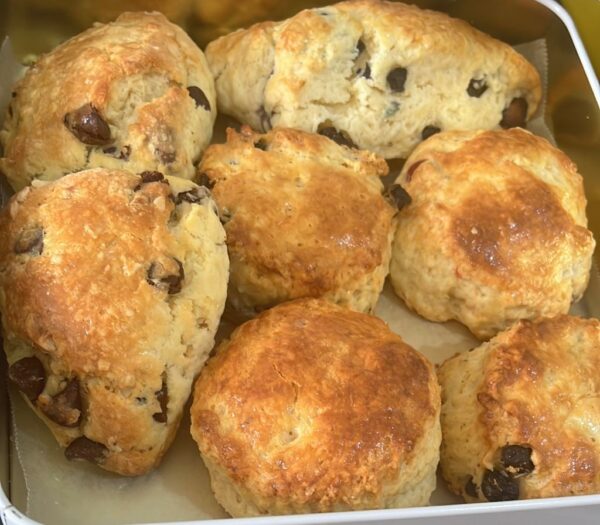 Raisin scones.